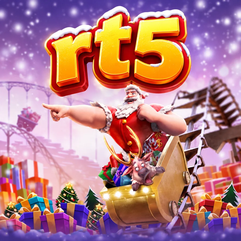 Sinterklas ceria dengan kereta luncur penuh hadiah bertema natal Santa's Gift Rush di rt5